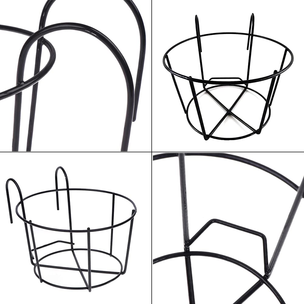 2 Piezas Soporte Flores Redondo Gancho,Estante Hierro Plantas Colgantes,Hierro Jardinería Maceta Redonda,Estante Redondo Cestas Plantas,Adecuado para Balcón,Jardín,Valla,Interior Y Exterior
