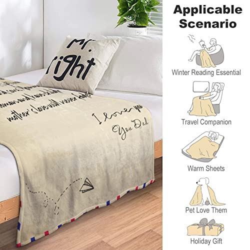 Couverture en flanelle message d'amour plaid chaud canapé microfibre