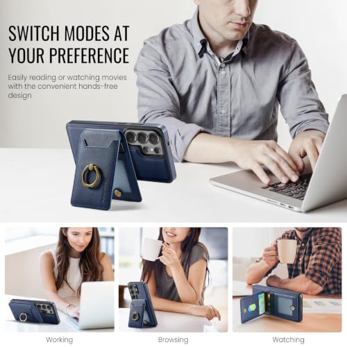 Étui portefeuille amovible Samsung S25 compatible induction et anneau