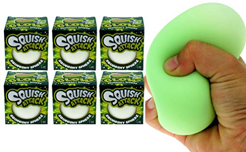 JA-RU Stress Ball Stretchy Squishy Glow in The Dark (6 Units) Squish Attack Stress Relief Toys for Kids and Adults. Squish Balls Anxiety or Sensory Fidget Toy. Plus 1 Bouncy Ball. 5566-6p
