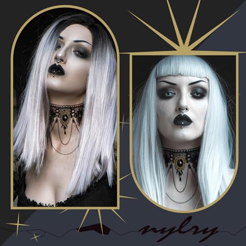 Gothic Necklaces for Women Black Choker Collar Necklaces for Women Witch Goth Necklace Sexy Lace Choker Set Statement Punk Necklace Cosplay Vampire Accessories Gothic Halloween Jewelry3