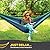 Durable Hammock 400 lb Capacity, Nylon Camping Hammock Chair - Double or Single Sizes w/Tree Straps and Attached Carry Bag - Portable for Travel/Backpacking/Beach/Backyard (Medium, Blue & Light Blue)