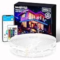 Outdoor LED Strip Lights Waterproof 200ft, IP67 Waterproof LED Light Strips with Remote, Music Sync APP Control, RGB Color Changing LED Lights for Roof, Balcony, Deck, Pool, Patio, Outdoor Decorations
