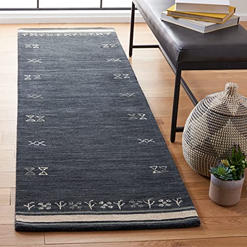 SAFAVIEH Himalaya Collection Runner Rug - 2'3" x 8', Charcoal, Handmade Boho Tribal Wool, Ideal for High Traffic Areas in Living Room, Bedroom (HIM597H)