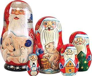 5-Nest Santa Polar Bear Friend Matreshka Nesting Doll Set - 110051 by G.DeBrekht