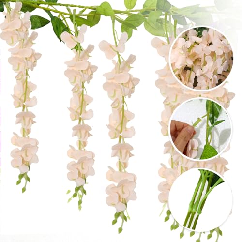 Cewor 5Pcs Artificial Flowers Wisteria Garland, Total 33Ft Silk Fake Hanging Flowers Vines Rattan For Wedding Arch Floral Backdrop Home Garden Outdoor Ceremony Decor thumb #2