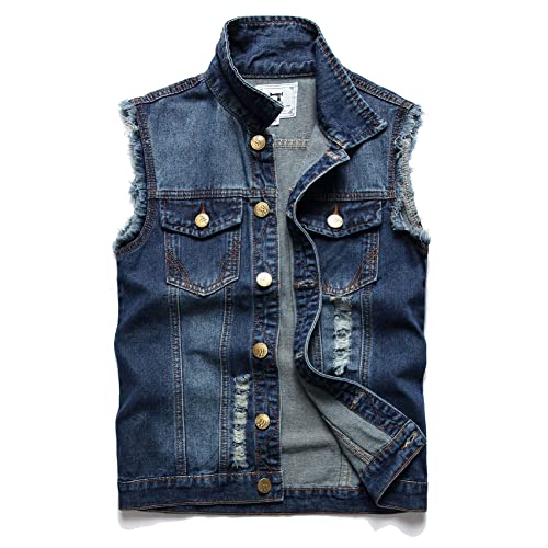 Ginsiom Denim Biker Vest for Men