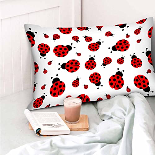 Mugod Home Decor Pillow Cases Red Ladybug Cartoon Seamless Pattern,Standard Throw Cushion Cover For Bed Couch Sofa Office Decor 20X30 Inches #TOP5