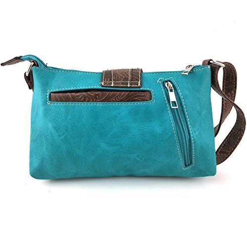 Justin West Floral Leather Turquoise Concho Rhinestone Messenger Bag Crossbody2