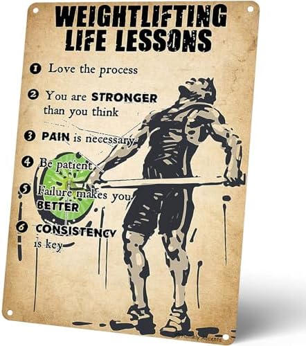 Inspirational Weightlifting Life Lesson Metal Tin Signs, Farmhous...