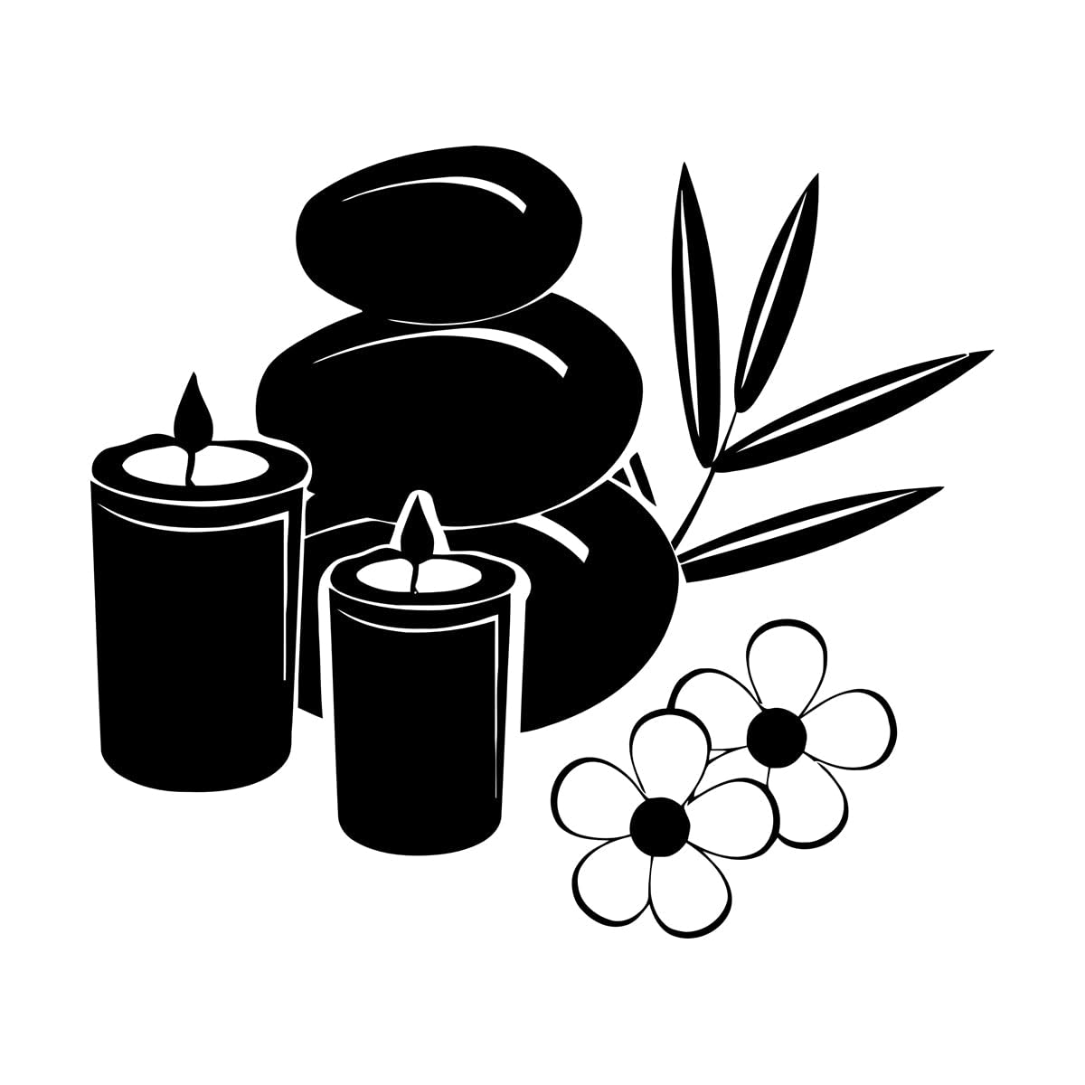 Vinyl Wall Stickers Spa Candle Basalt Stones Beauty Salon Relax 36x43.2cm Multi Color Selection Small Black