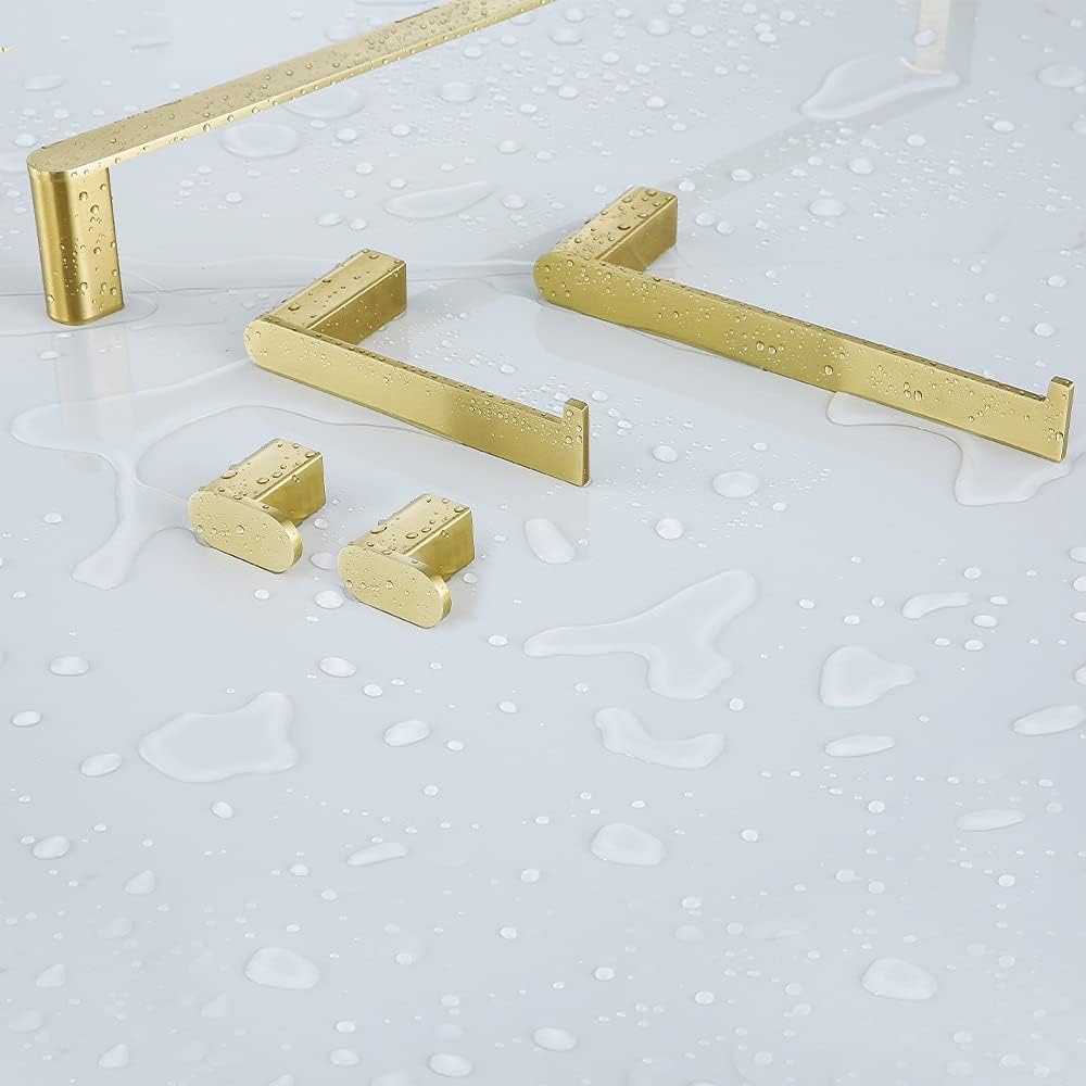 Brushed Gold Bathroom Hardware Set Paper Holder Towel Rack Robe Hook Bar Stainless Steel Accessories