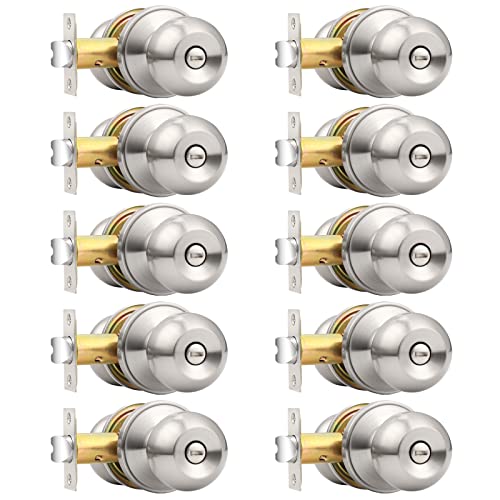 Probrico Bedroom Bathroom Door Knobs Brushed Nickel Door Handles, Interior Door Knobs Locks Privacy...