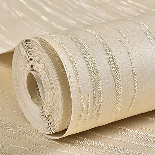 Carta da Parati autoadesiva Tinta Unita Retro Colla Carta da Parati Ispessita Soggiorno Camera da Letto Carta da Parati Strisce Sfondo Muro (Color : 609-1 off White, Size : 53cm x 300cm)