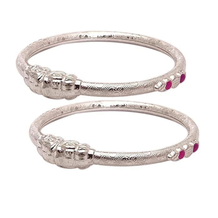 Image of Pure Silver Bangles for Baby Girl and Boy - Pack of 2 Silver Bracelet Pair for Kids age kid 0 to 2 years old.