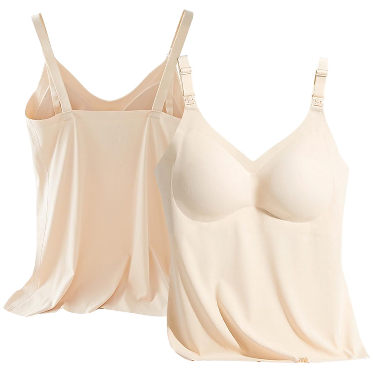 2 Pièces Haut d'allaitement pour Femme Débardeur de Maternité sans Couture avec Soutien-Gorge Intégré pour l'allaitement Sommeil Camisole Maillot de Corps pour Femme Enceinte Top Grossesse