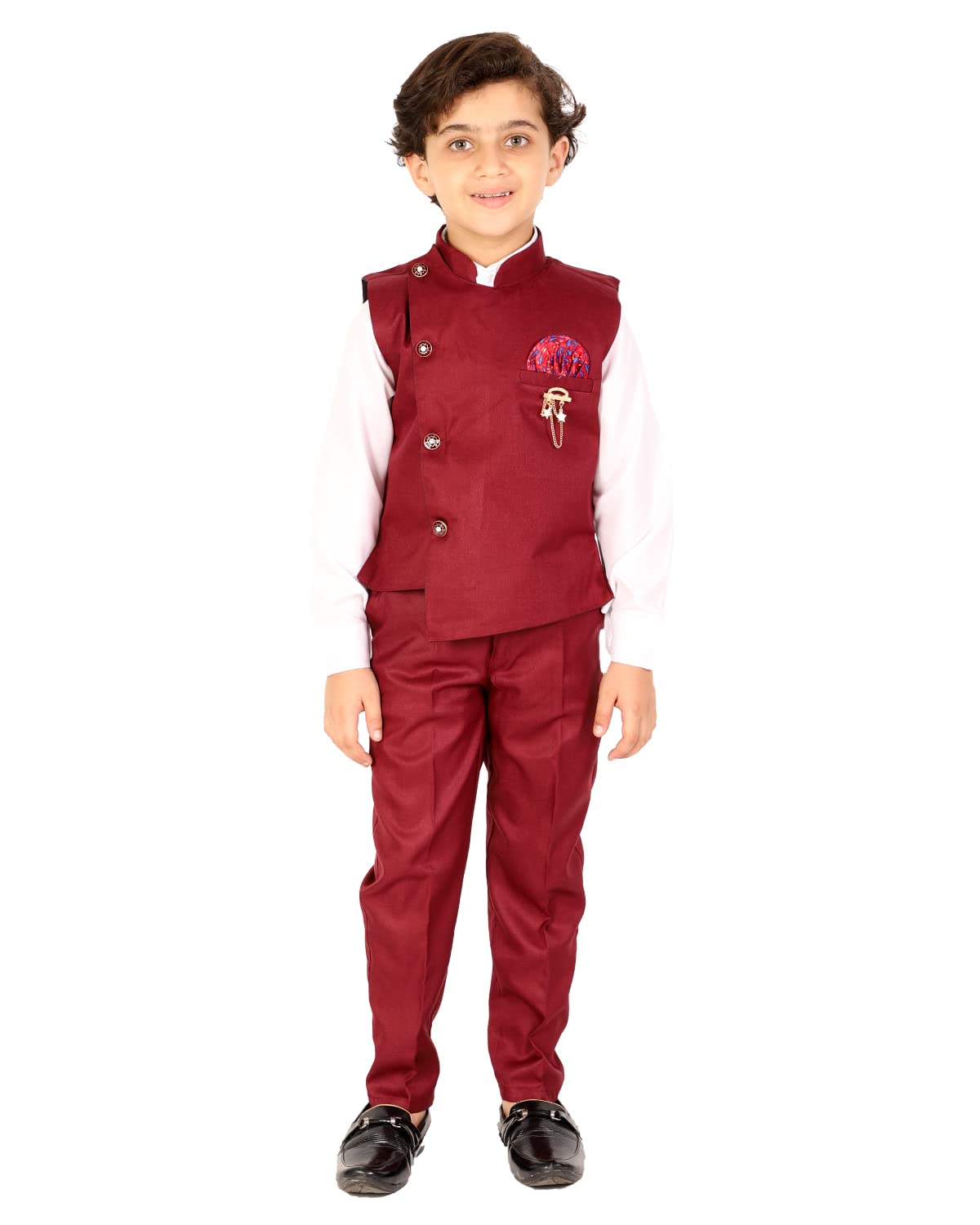 Alles MarcheBoy's Cotton 3 Piece Suit Set with Waistcoat Pants and Shirt_AMC-011