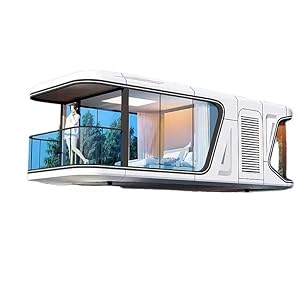 Generic Prefabricated Tiny Home with Balcony, Spacious Interior, Smart Systems, AC, and Red Finish