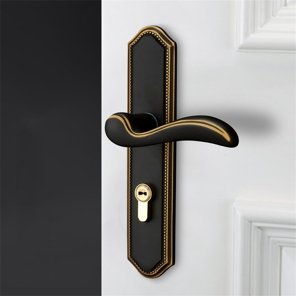 Copper Door Lock Interior Mute Solid Wood Room Black Full
