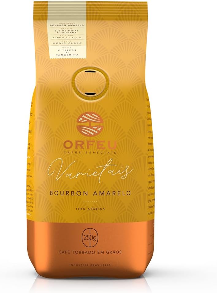 Orfeu Café Bourbon Amarelo em Grãos, 100% Arabica, Torra Média Clara 250g
