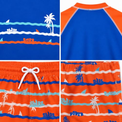 Image of iXtreme Boys Swim Set - 2 Piece Rash Guard Short Sleeve Swim Shirt and Boys Swim Trunks for Infants Toddlers & Big Boys