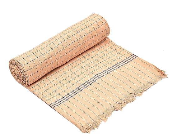 Image of 100% Cotton Soft Beautiful Coloured Chek Single Bed Size Skin Friendly Summer AC Blanket /Khes /Dohar /Top Sheet Set /Chadar (Orange)