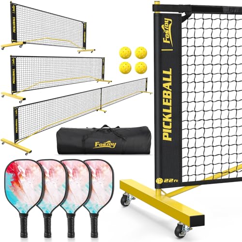 Pickleball Set Net with 4 Paddles, 6FT/11FT/22FT...
