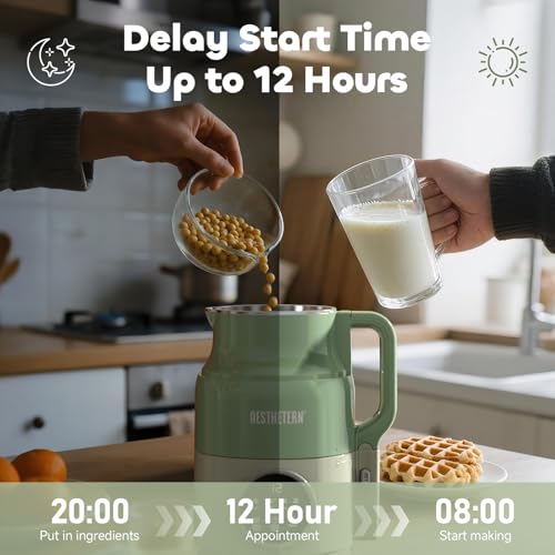 Image of Nut Milk Maker Machine, Soy Milk & Oat Milk Maker with 8 Presets, High-Speed Blender, Auto-Clean, Delay Start, 33oz Almond Milk Maker for Plant-Based & Dairy-Free Beverages, Green