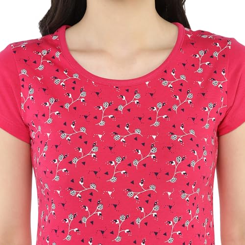 Image of Modeve Women Printed Cotton Blend Half Sleeve Round Neck T-Shirt for Summer