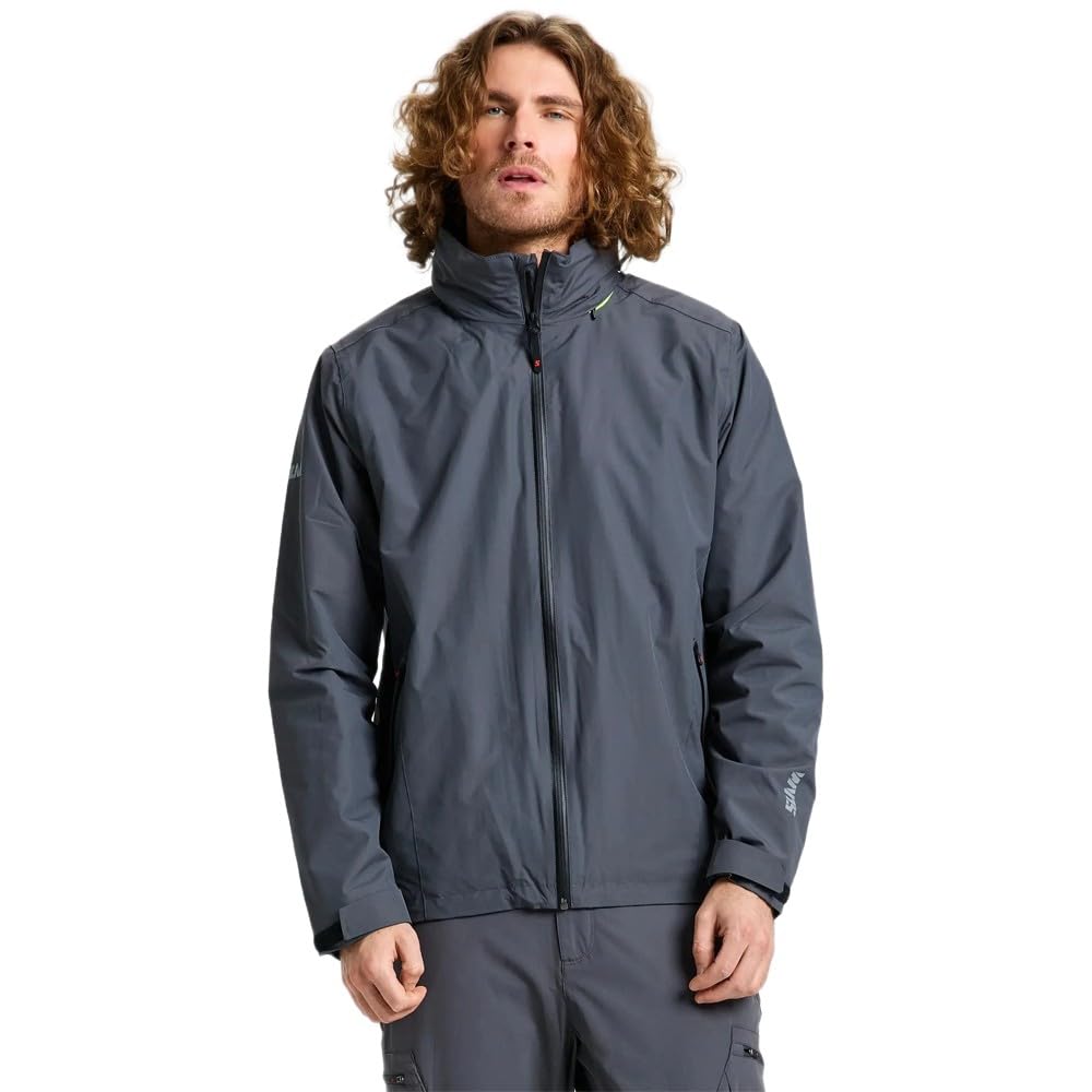 SLAM Crew Hooded Warm Jacket Uomo – Giacca Nautica Calda con Cappuccio, Giubbotto Vela Tecnico per Barca, Sailing e Outdoor (IT, Testo, L, Regular, Regular, TITANIUM)