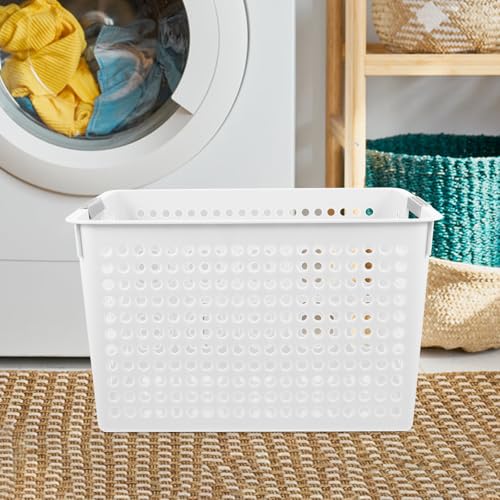 Panier à linge en plastique grand format blanc SHINEOFI polyvalent