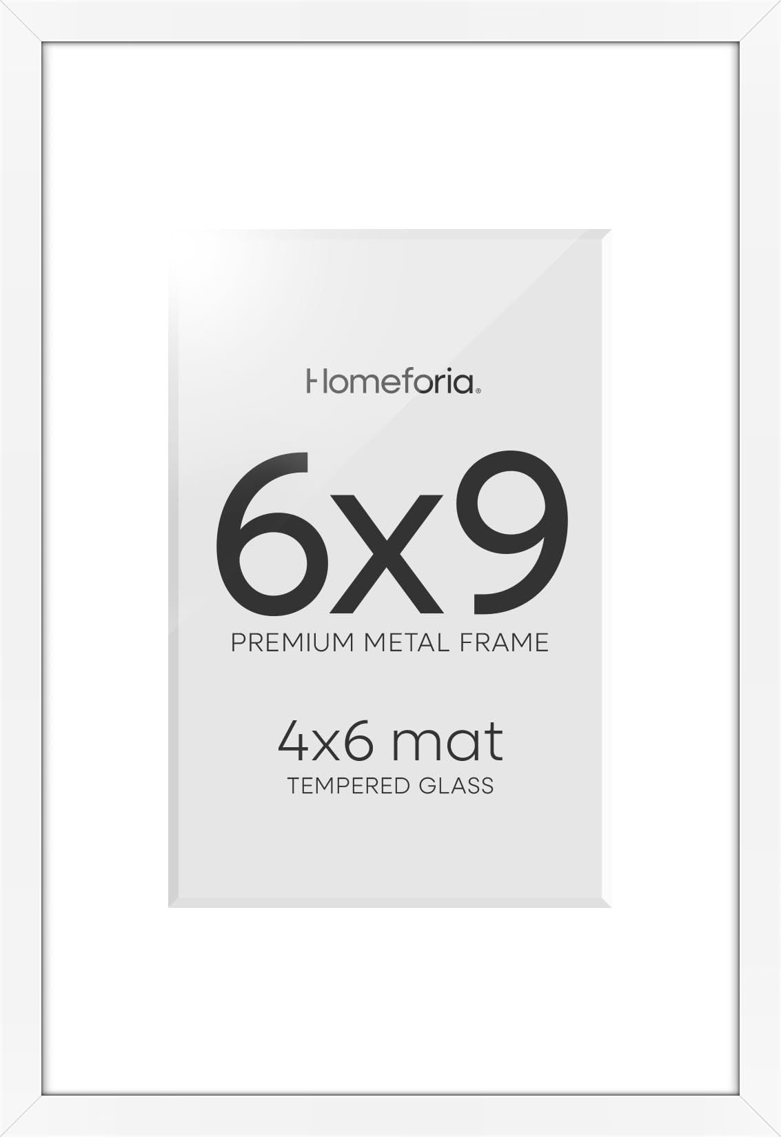 Homeforia 6x9 White Picture Frame, High-End Metal, 4x6 Mat, Glass | High End Aluminum, Tempered Glass, Acid-Free 4x6 Removable Mat, 6x9 in Edge-to-Edge Display 9x6, Wall Kit, Set Of 2