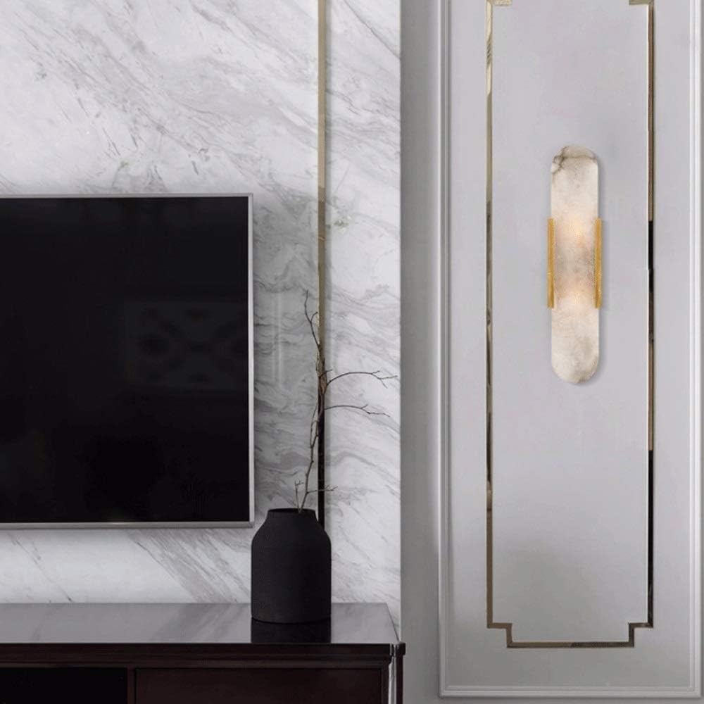 Jybnbbe Black Simple Wall Lamp, Natural Marble Sconces, Creativity Hardware Led Lights Compatible With Living Room, Bedroom, Aisle Restaurant Hallway,Chandelier,