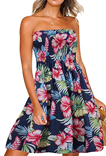 Image of Zyyfly Womens Summer Beach Dresses Strapless Cover Ups Dress Tube Top Sundresses