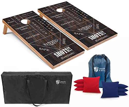 Tailgating Pros Corn Hole Board Set with Bean Bags & Carrying Case - 4'x2' Cornhole Bag Toss -Tournament & Lightweight Options - Optional LED Lights