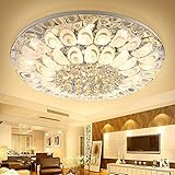 Raindrop K9 Crystal Chandelier Lighting 6-Color-Changes Luxury LED Round Ceiling Light Fixture Flush
