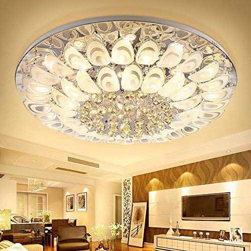 Raindrop K9 Crystal Chandelier Lighting 6-Color-Changes Luxury Led Round Ceiling Light Fixture Flush Mount Pendant Lamp Dimmiable For Dining Room Bedroom Livingroom Hotel Restaurant (Dia 23.6Inch) #TOP13
