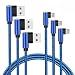 Micro USB Cable, CTREEY 90 Degree 3 Pack Long Premium Nylon Braided Android Fast Charger USB to Micro USB Charging Cable for Samsung Galaxy S7 Edge/S6/S5 (3 Pack 10FT Blue)
