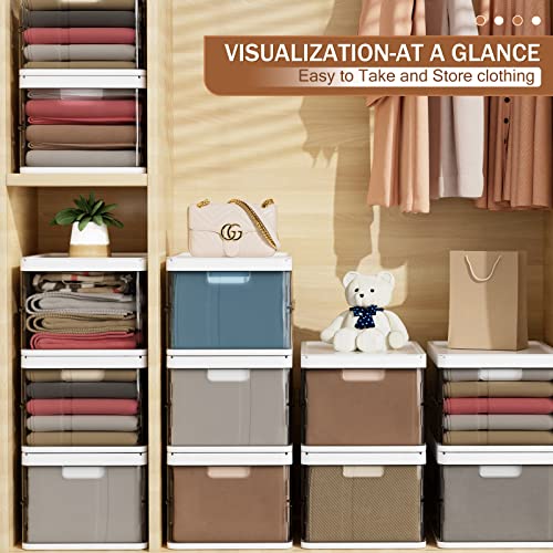 Gsiekare 4 Pack Stackable Plastic Storage Bins With Lid, 18 Qt Foldable Closet Organizers And Storage, Stackable Storage Bins, Storage Drawers For Clothes Toys #TOP1