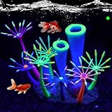 HIKTQIW Glow in Dark Aquarium Fish Tank Decorations, Artificial Soft Anemone Coral Plants Ornaments for Aquarium Decor Landscape, Silicone Fish Tank Accessories Decorations (Green)