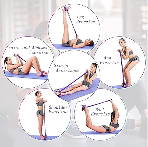 Image of Multifunction Tension Rope, 4-Tube Elastic Yoga Pedal Puller Resistance Band, Natural Latex Tension Rope Fitness Equipment, for Abdomen /Waist /Arm /Leg Stretching Slimming Training (Multi Color)