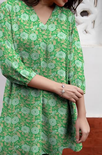 Image of Janasya Women's Georgette Floral Regular Tunic
