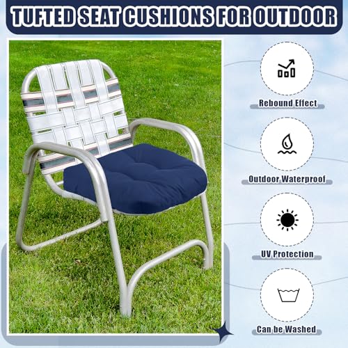 Barydat 4 Pcs Outdoor Chair Cushions 18.9 x 18.9 Inch Waterproof Sun Protection Patio Furniture Overstuffed Seat Cushion Chair Pad with Round Corner for Indoor(Navy Blue) by Barydat - Used condition - Image 5