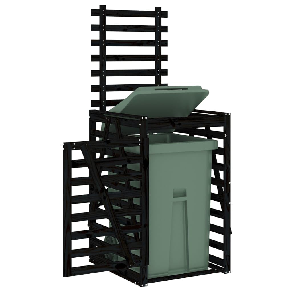 Cobertizo para Cubos de Basura Madera Pino Negro 84x90x128,5 cm,Casa y jardín,Productos del hogar,Accesorios para contenedores de residuos,Soportes para contenedores de residuos,23kg-825104