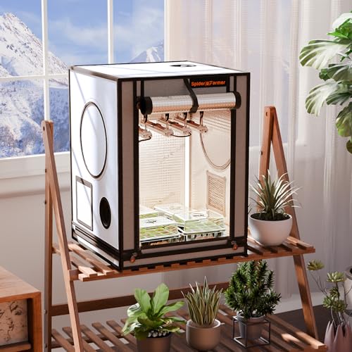 Spider Farmer Kleines Growzelt 60x60x80 cm für Aerogarden, mit Roll-up-Tür, Beobachtungsfenster, abnehmbarem Bodenblech, 2000D Mylar-Gewebe, für SmartG12 Hydroponisches Anzuchtsystem