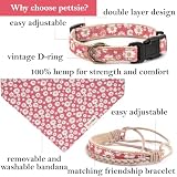 Pettsie Hundehalsband mit Bandana Tuch und Freundschaftsarmband, einstellbare Größen S, M und L, stark und langlebig, tolles Geschenk für Hundeliebhaber in attraktiven Verpackung, M, Rosa