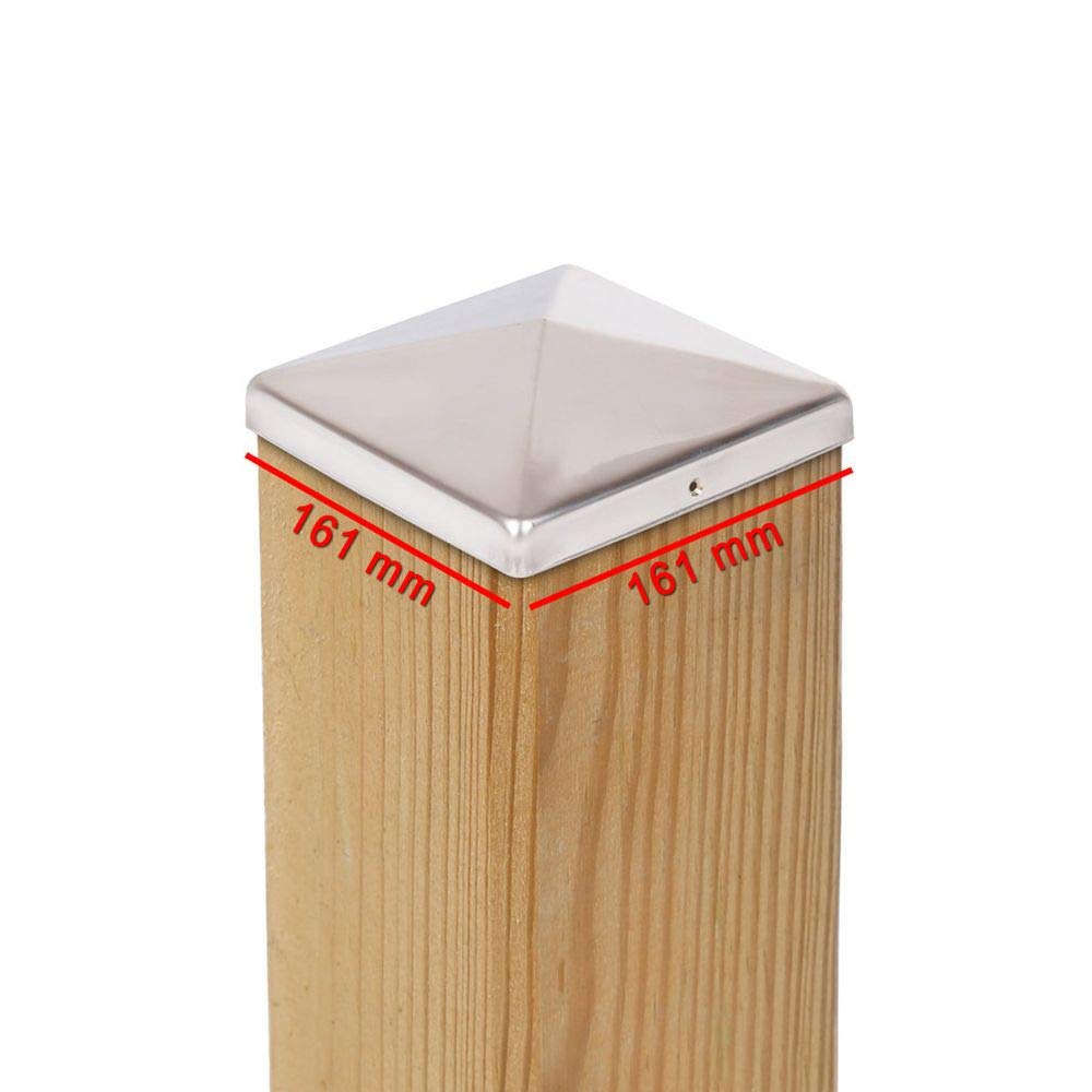 4 x Pyramid Post Caps 161 x 161 mm Stainless Steel