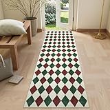 LIVEBOX Checkered Rug Runners for Hallways 2.5x8, Non Slip Kitchen Washable Runner Rug, Christmas Plaid Indoor Carpet Runner for Entryway Bathroom Bedroom Laundry