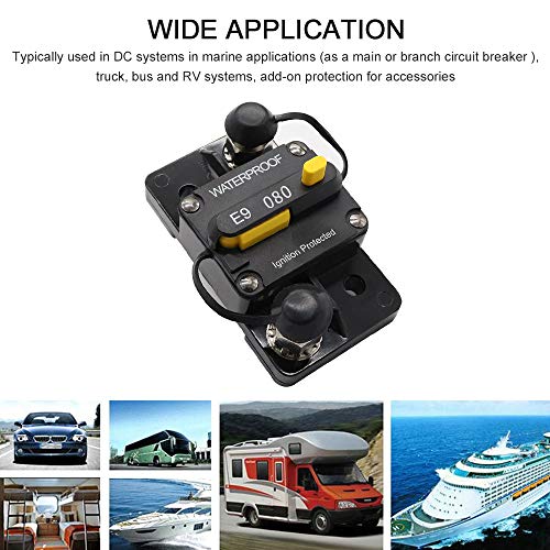 Yorten Disjuntor 80A Bateria dupla com reset manual IP67 Fusível à prova d'água 12V 24V