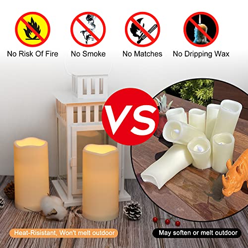 Image of wemarry Waterproof Flameless Candles with Remote, Outdoor Indoor Battery Operated Candles(D3 x H 6 inch),12Pcs Led Fake Candles for Party Home Decor
